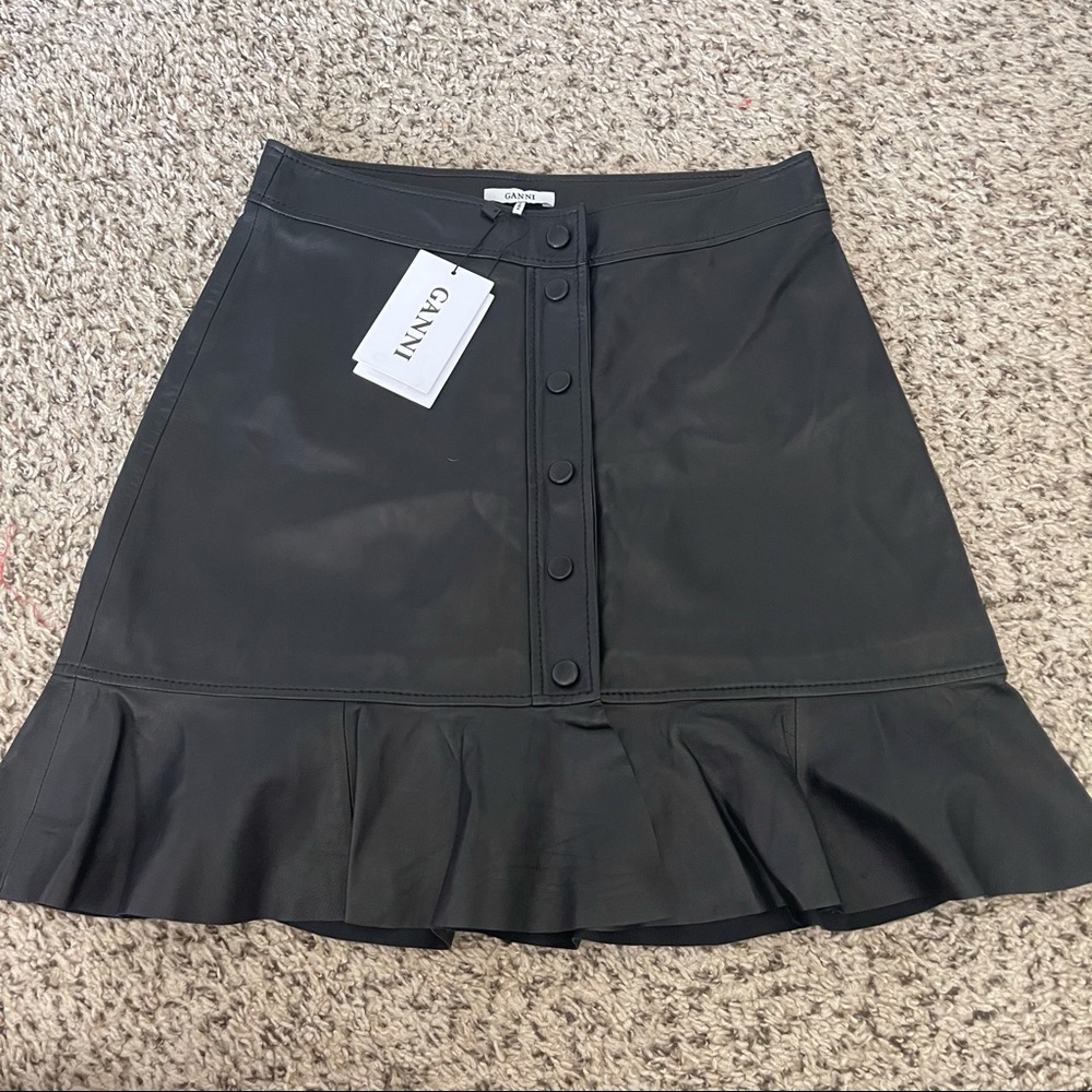 GANNI Lambskin Mini Skirt, Size 38 (6) NWT